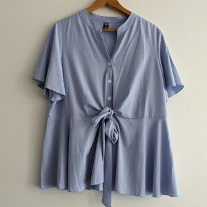Shein Light Blue Short Sleeved Blouse Size 2XL